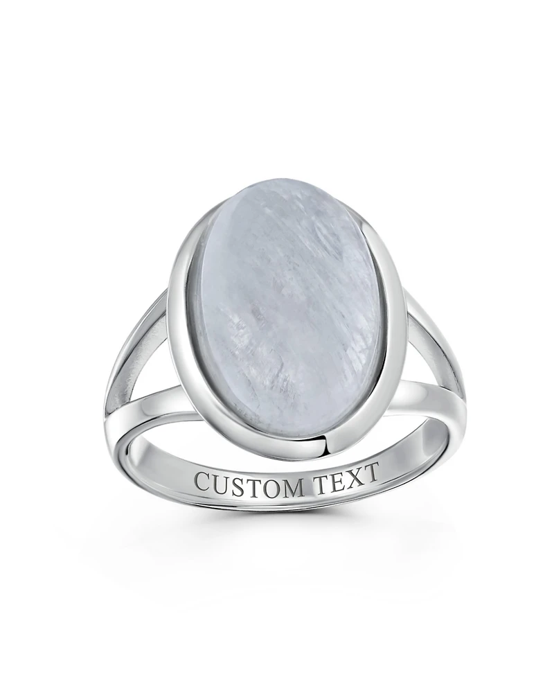 Bling Jewelry Oval Cabochon Bezel Natural Stone Split Shank Boho Statement Ring Sterling Silver