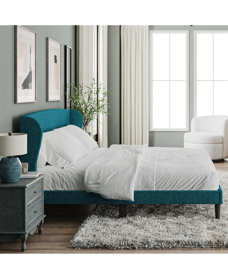 Hulala Home Gerald Modern Upholstered Wingback Platform Bed