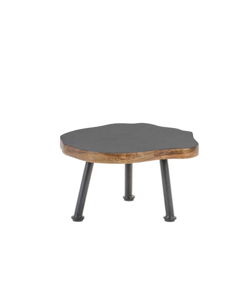 Tree Disc Pedestal Tray Set – Natural Wood Riser Stands for Rustic Centerpiece or Display Decor