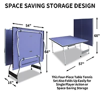 Streamdale Foldable Midsize Table Tennis Table with Paddles, Net, Balls