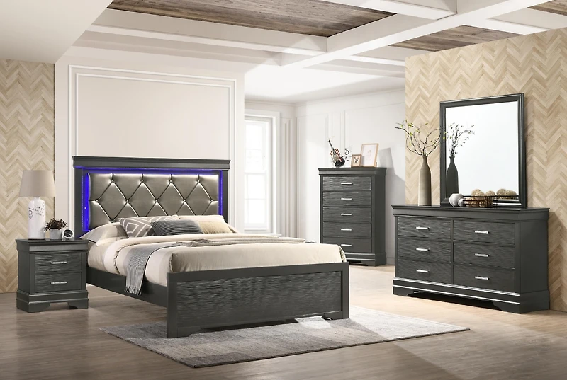 Streamdale Modern Brooklyn Twin Size Led Bed Made With Wood