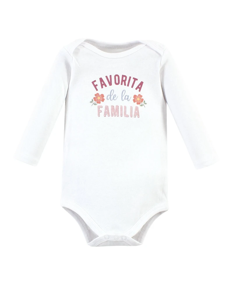 Hudson Baby Girls Cotton Long-Sleeve Bodysuits -Pack