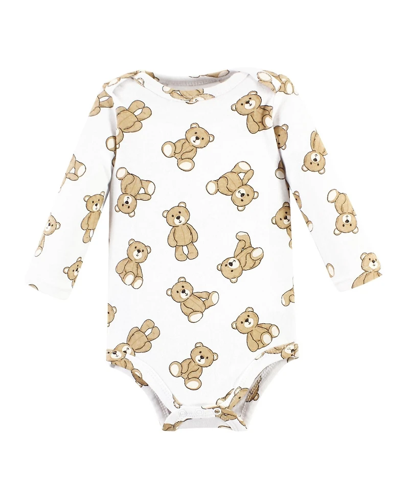 Hudson Baby Boys Unisex Soft Cotton Long-Sleeve Bodysuit 5Pk