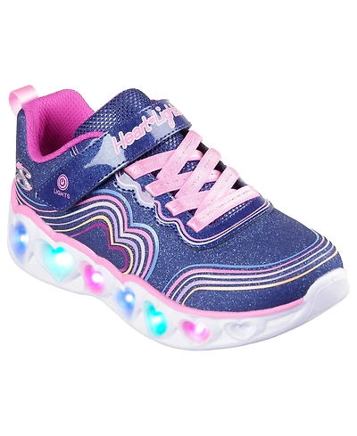 Skechers Little Girls Heart Lights-Retro Hearts Light-Up Fastening Strap Casual Sneakers from Finish Line