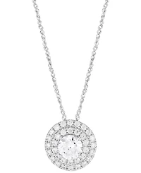 Grown With Love Lab Grown Diamond Double Halo Pendant Necklace (1-1/2 ct. t.w.) in 14k White or Yellow Gold, 16" + 2" extender