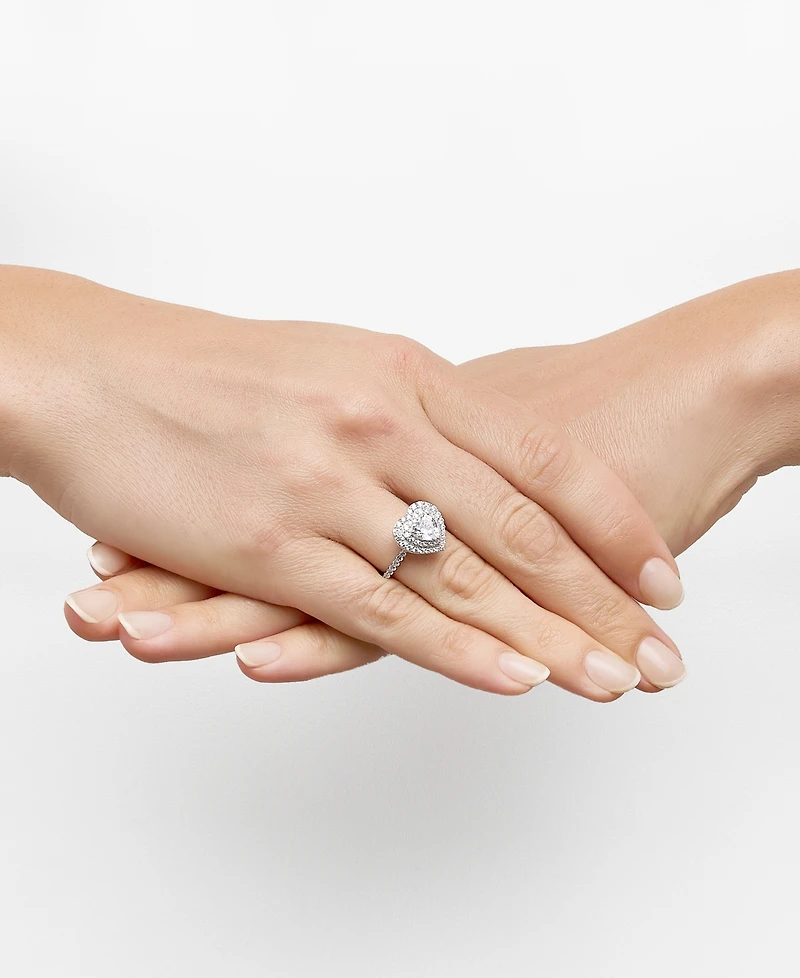 Grown With Love Lab Diamond Heart & Halo Statement Ring (1-3/4 ct. t.w.) 14k White Gold