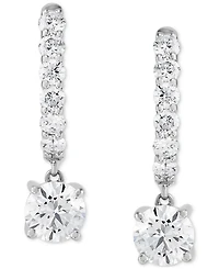 Grown With Love Lab Grown Diamond Dangle Small Hoop Earrings (1-1/2 ct. t.w.) in 14k White Gold