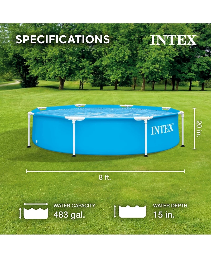 Intex 28205EH 8' X 20" Rust Resistant Durable Steel Metal Frame Swimming Pool