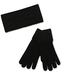 Coach Women's Signature C Metallic Headband & Touch Tip Gloves Boxed Gift Set