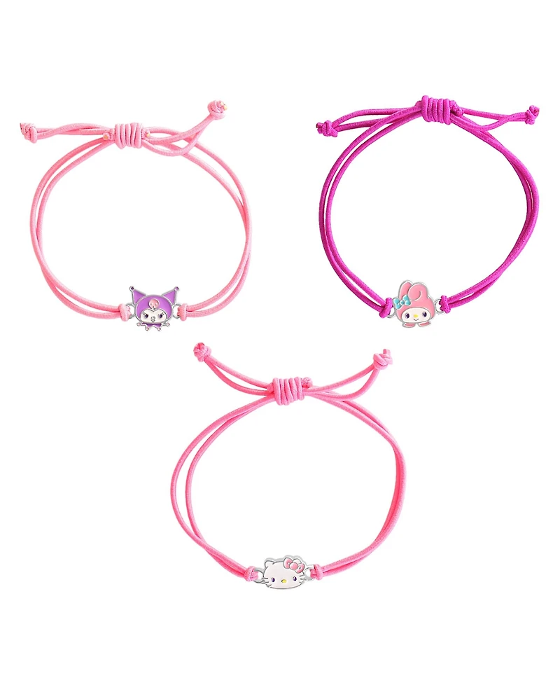 Hello Kitty Sanrio Cord Bracelet 3 Piece Set with Kuromi, My Melody