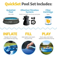 Funsicle 10' x 30" QuickSet Ring Top Above Ground Swimming Pool, Herringbone