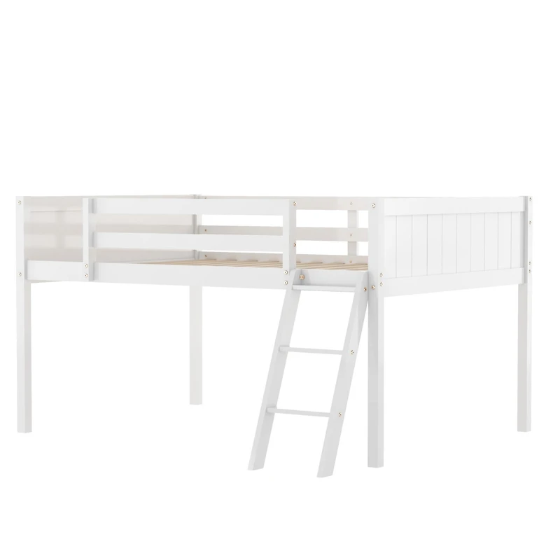Streamdale Full Wood Low Loft Bed with Ladder