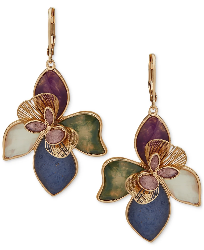 lonna & lilly Gold-Tone Large Flower Drop Earrings
