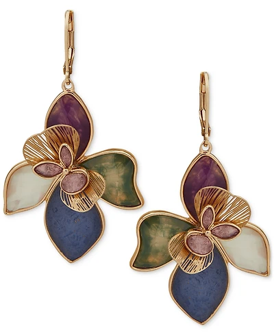 lonna & lilly Gold-Tone Large Flower Drop Earrings
