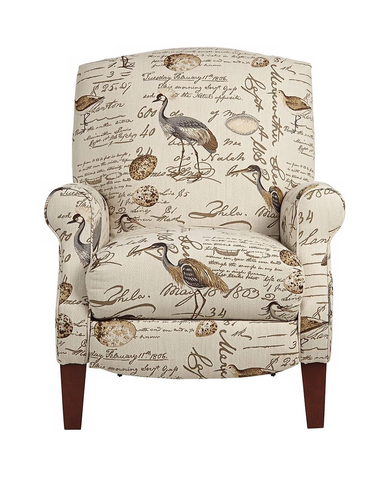 Kensington Hill Birdsong Script and Bird Recliner Chair Modern Armchair Comfortable Push Manual Reclining Footrest for Bedroom Living Room Reading