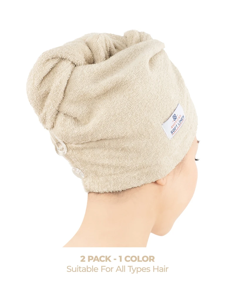 American Soft Linen 2-Pack Hair Drying Towels, 26" x 13"