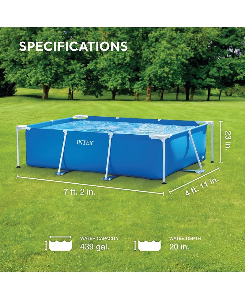 Intex 86" x 23" Rectangular Frame Above Ground Outdoor Splash Swimming Pool