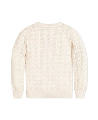 Hope & Henry Girls Long Balloon Sleeve Pointelle Pullover Sweater