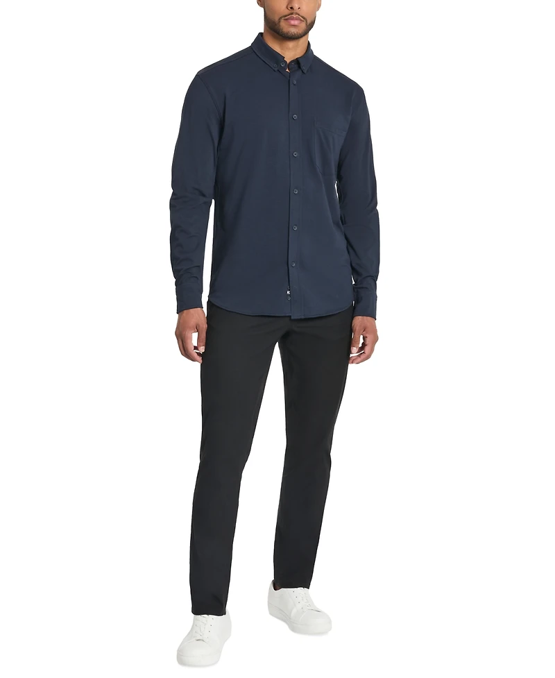 Kenneth Cole Men's Slim-Fit Plain White Performance Long-Sleeve Button-Down Shirt