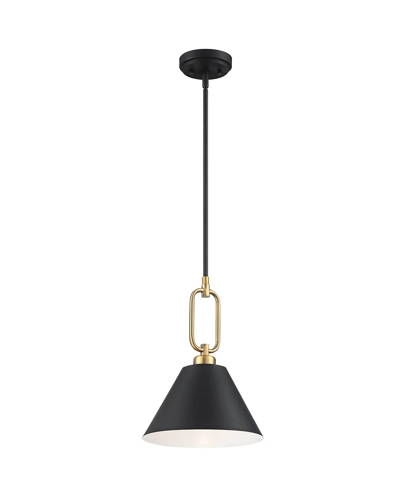 Stiffel Black Warm Gold Mini Pendant Light 11 1/2" Wide Modern Cone Shade Fixture for Dining Room House Kitchen Entryway Bedroom