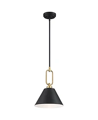 Stiffel Black Warm Gold Mini Pendant Light 11 1/2" Wide Modern Cone Shade Fixture for Dining Room House Kitchen Entryway Bedroom