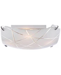 Lattice Modern Close To Ceiling Light Flush Mount Fixture 16.50" Wide Chrome Etched Lattice Square Frosted Glass Bowl Shade for Bedroom Hallway L
