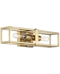Possini Euro Design Modern Wall Light Sconce Warm Brass Hardwired 18 3/4" High 2-Light Fixture Open Frame Bedroom Bathroom Hallway