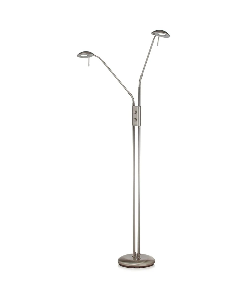 360 Lighting Casper Traditional Pharmacy Floor Lamp 63" Tall Brushed Nickel 2-Light Led Adjustable Arm Swivel Head for Living Room Bedroom