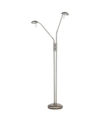 360 Lighting Casper Traditional Pharmacy Floor Lamp 63" Tall Brushed Nickel 2-Light Led Adjustable Arm Swivel Head for Living Room Bedroom