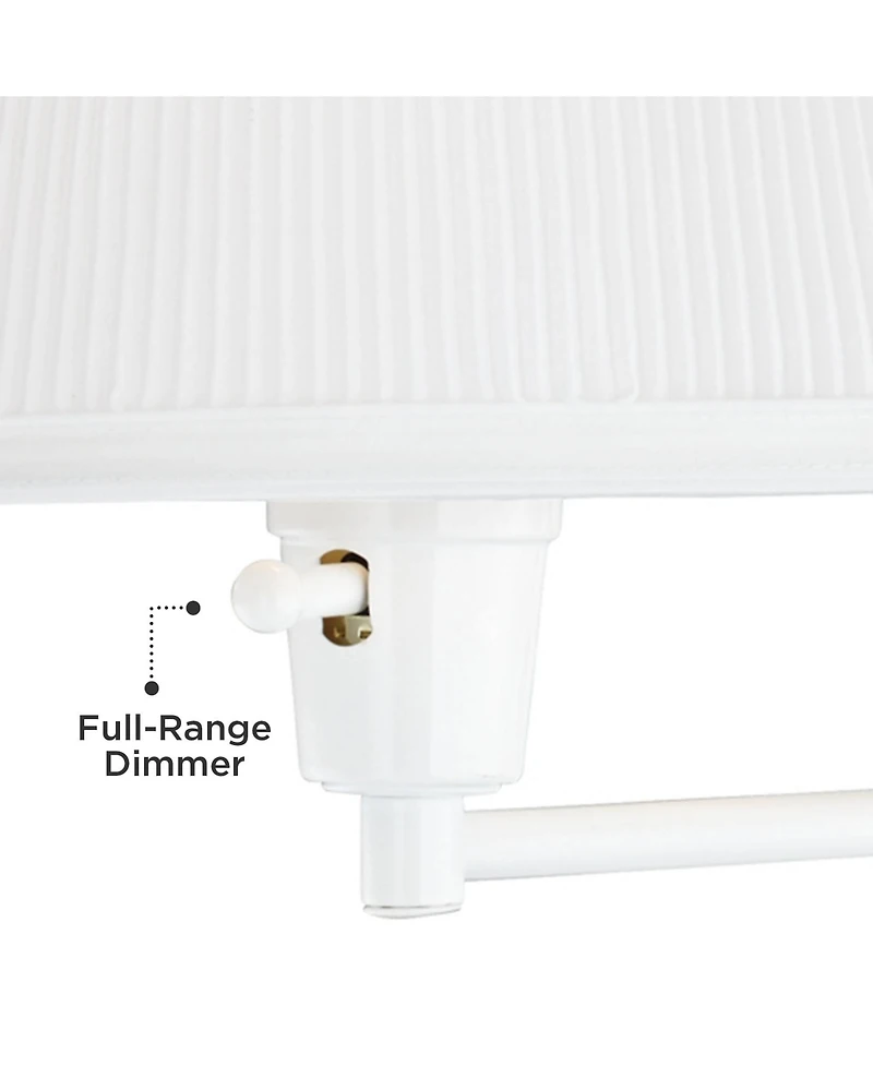 Barnes and Ivy Amelie Country Cottage Swing Arm Wall Lamp White Plug-in Light Fixture Pleated Fabric Bell Shade for Bedroom Bedside Living Room House