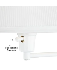 Barnes and Ivy Amelie Country Cottage Swing Arm Wall Lamp White Plug-in Light Fixture Pleated Fabric Bell Shade for Bedroom Bedside Living Room House