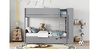 Streamdale Twin Over Bunk Bed With 2 Drawers And Multilayer Cabinet