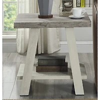 Streamdale Furniture Two-Tone Wood Shelf End Table in Weathered Gray and Beige