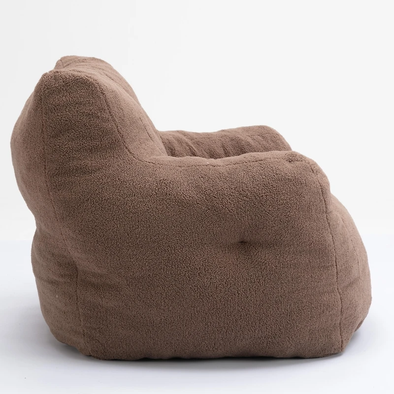 Streamdale Soft Tufted Foam Bean Bag Chair With Teddy Fabric Coffee Brown