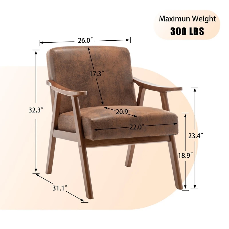 Streamdale Mid-Century Velvet & Wood Accent Chair for Comfort and Style