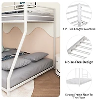 Streamdale Furniture Adam Sturdy Twin over Full Metal Bunk White for Kids and Adult, Low Profile and Easy Climbing with Stable Ladder
