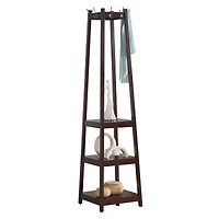 Coat Rack w/ 3-Tier Storage Shelves in Espresso Finish