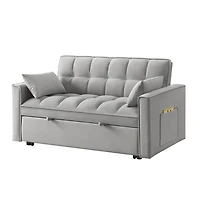 Streamdale Furniture 4-in-1 Space-Saving Velvet Loveseat Sofa Bed with Storage