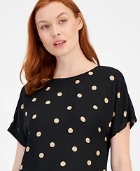 Anne Klein Women's Printed Boat Neck Short-Sleeve Top