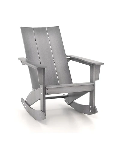 Slickblue Adirondack Rocking Chair with Curved Back for Balcony-Grey
