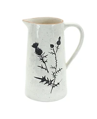 Rustic Thistle Etched Pitcher Vase With Speckled Finish (Set of 2)