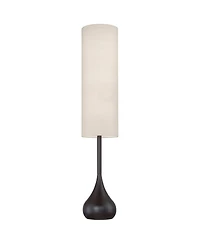 Possini Euro Design Mid Century Modern Floor Lamp 62" Tall Bronze Metal Droplet Off White Cream Cylinder Shade for Living Room Reading