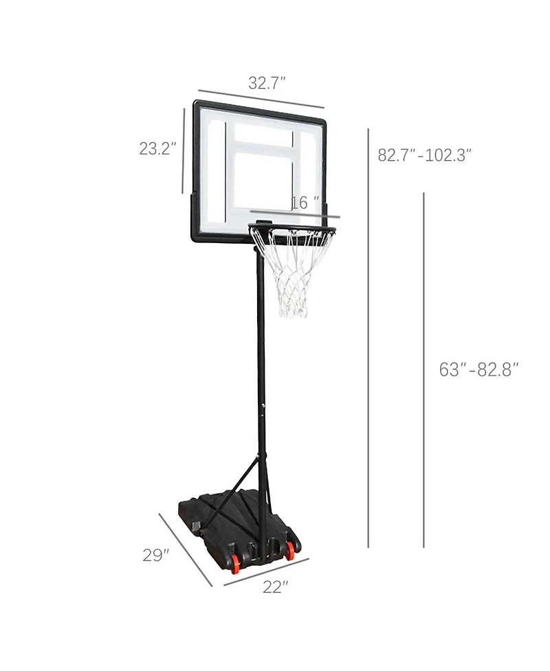 Givimo Basketball Hoop 32in Backboard Height Adjustable Portable Basketball System with 2 Wheels for Kids Adults, Removeable Basketball Hoop