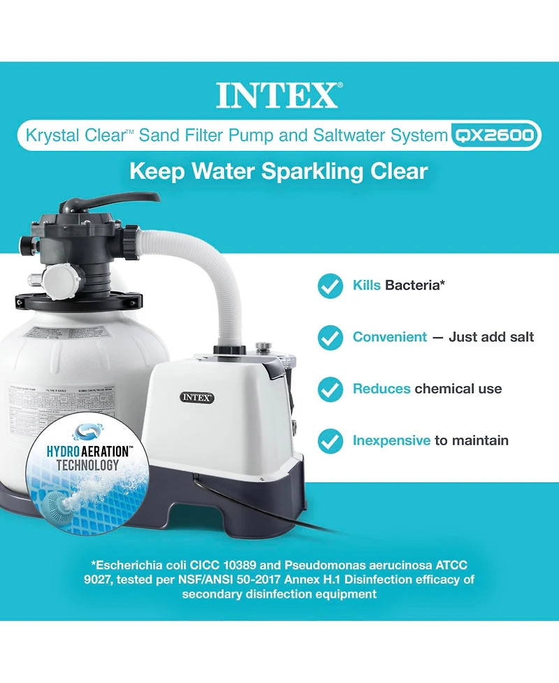 Intex 2,150 Gph 16" Krystal Clear Saltwater System and Sand Filter Pump