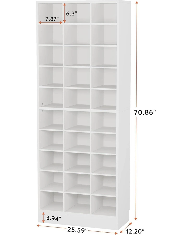 Tribesigns 10-Tier Shoe Storage Cabinet, Gray Wooden Shoe Rack with 30 Cubbies, Freestanding Tall Entryway Shoe Organizer