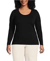 Lands' End Women's Plus Lightweight Jersey Skimming Long Sleeve Scoop Neck T-shirt