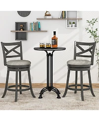 Set of 2 Swivel Bar Stools with Hollow Back and Padded Seat for Counter Height