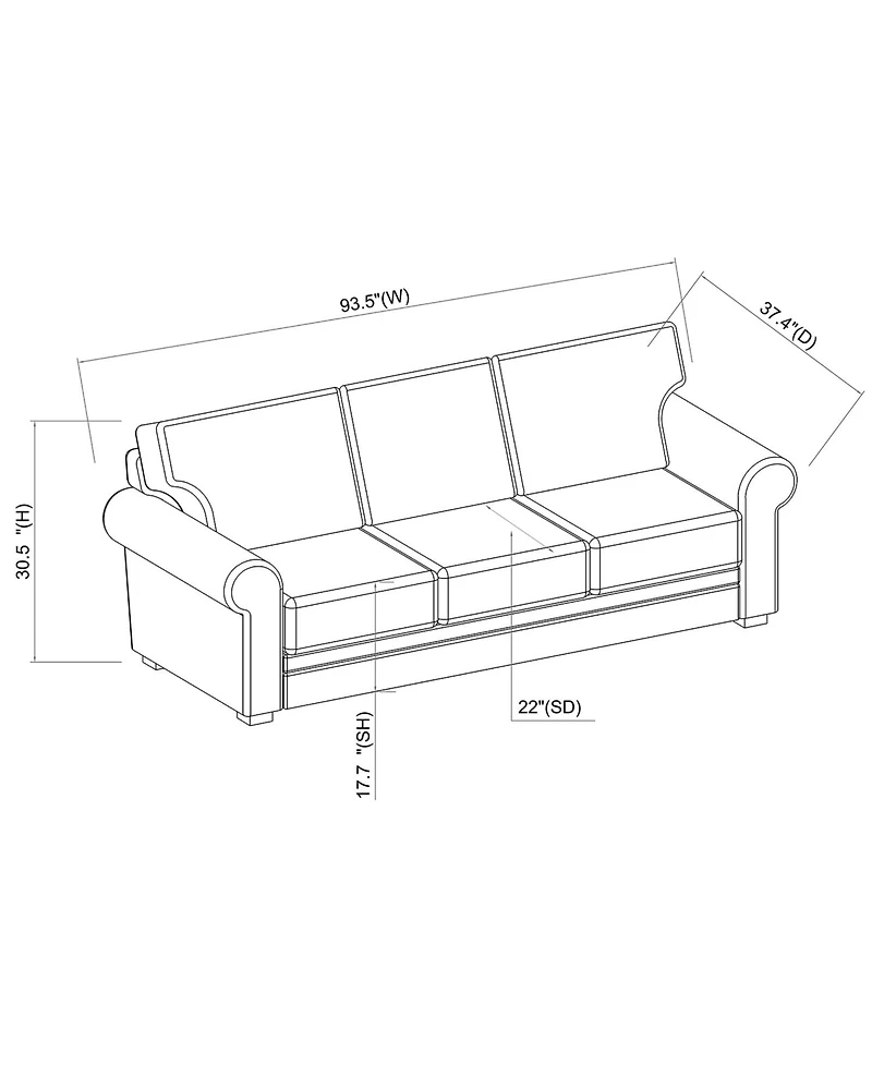 Sugift 94" Faux Leather Sofa