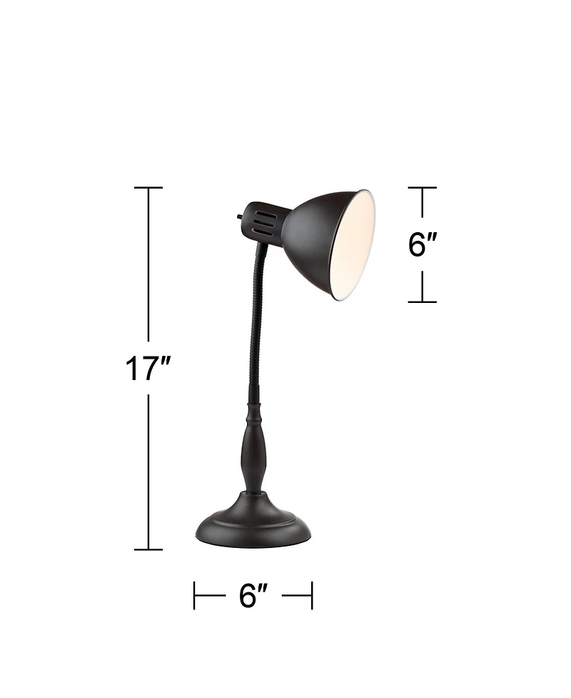 360 Lighting Breck Desk Table Lamp 17" High Dark Bronze Metal Adjustable Gooseneck Arm for Bedroom Bedside Nightstand Office Kids Family House Ho
