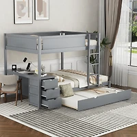 Streamdale Full/Full Bunk Bed with Trundle, Desk, and Storage